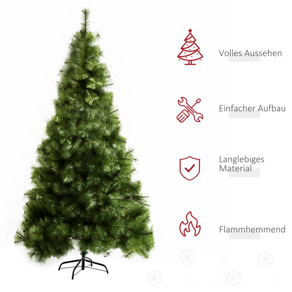 Albero di Natale Artificiale 210 cm con 505 Punte e Accenti Argento ¨C Zephmum ¨C con Base in Metallo per Interni