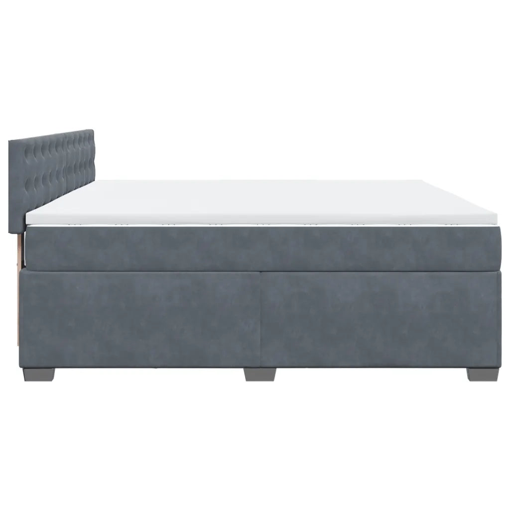 Giroletto a Molle con Materasso Grigio Scuro 180x200 cm Velluto