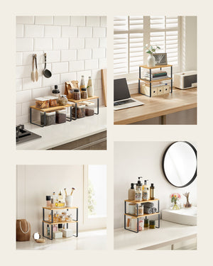 Scaffali da cucina industriali VALORA - Rovere e nero x2 - KCS02NB