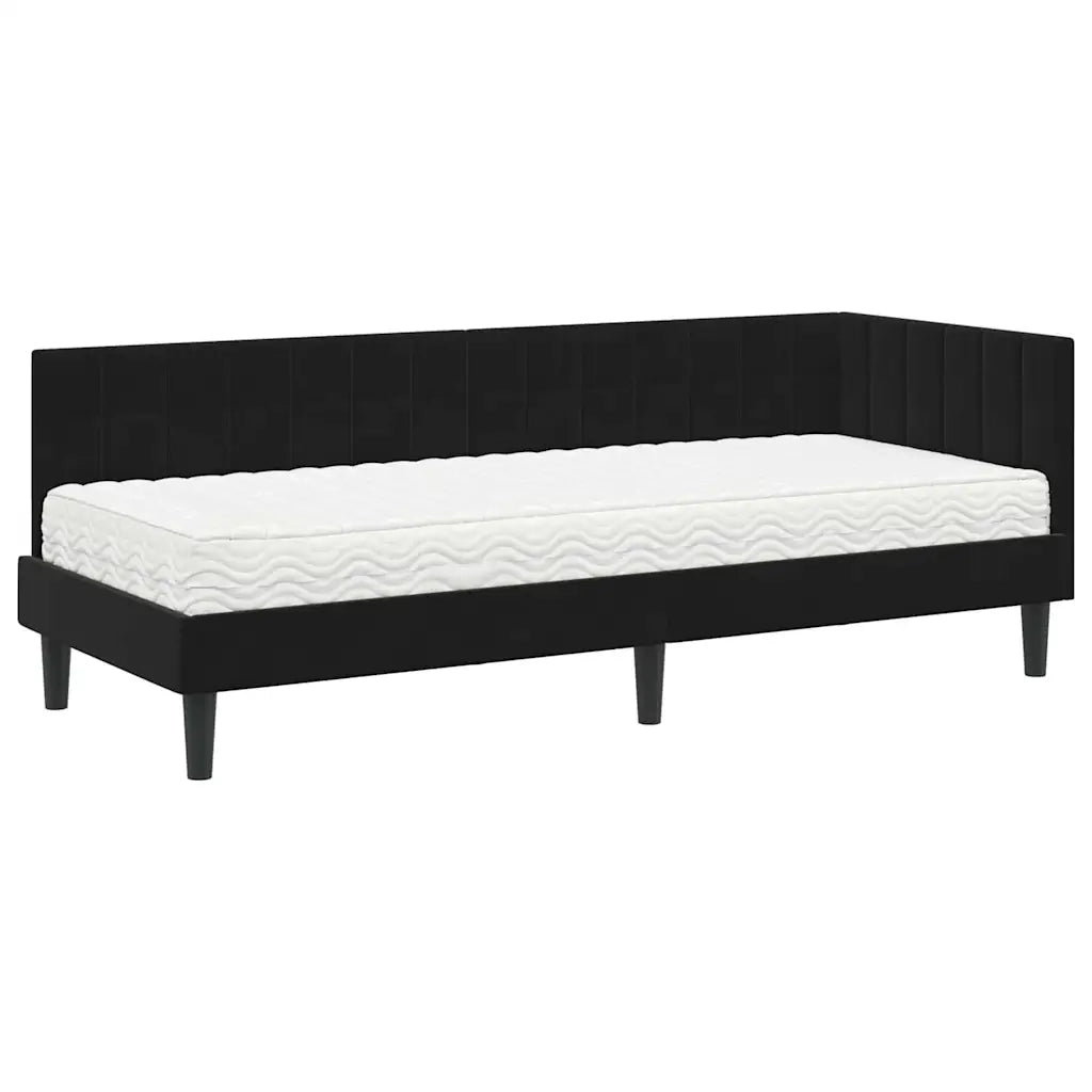 Struttura Letto Angolare con Materasso 2 pcs Nero Velluto 3393963