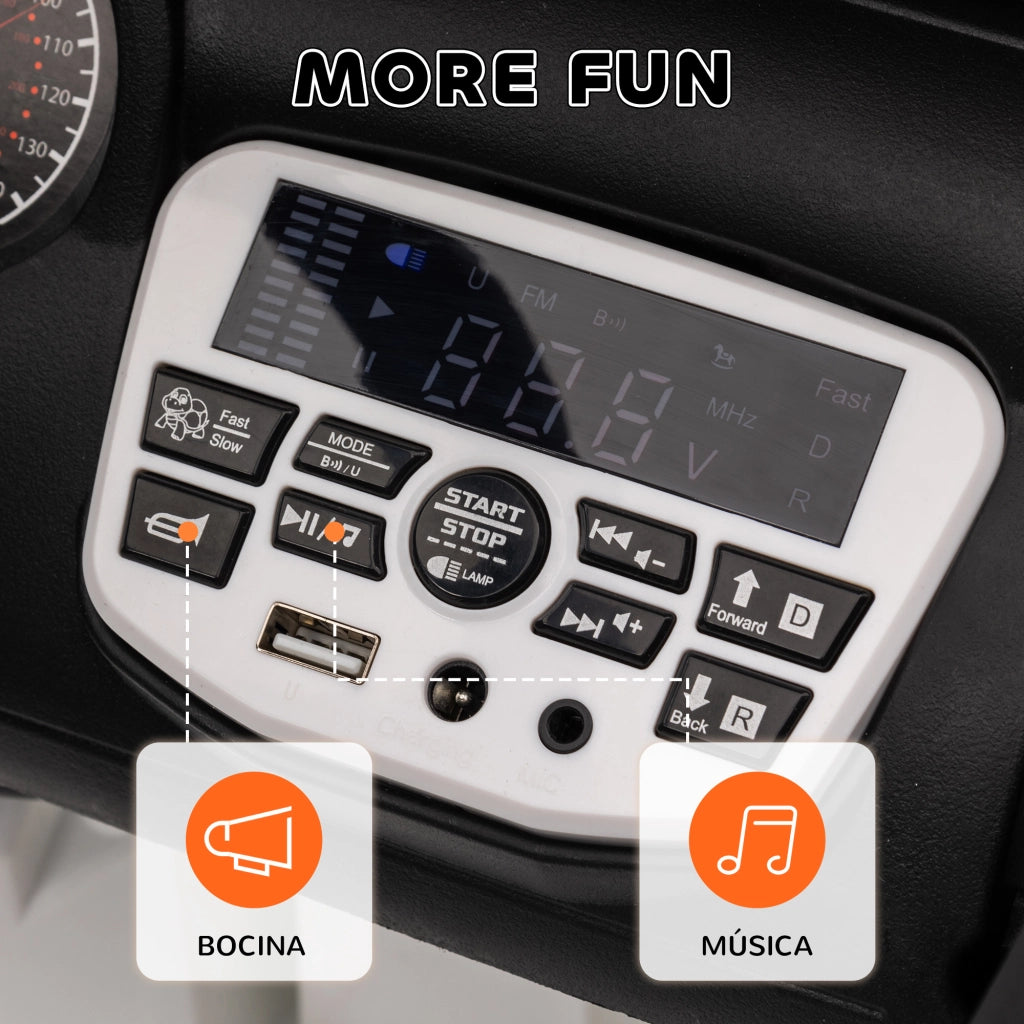 Auto Elettrica per Bambini 3+ Anni ¨C Xylo ¨C 12V Bianco con Telecomando LED