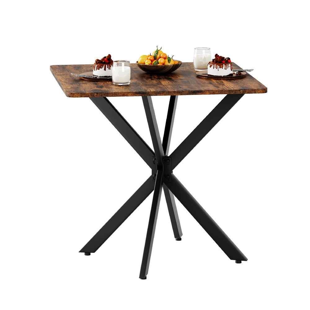 Tavolino da Salotto Quadrato ¨C MINIMAL ¨C Legno e Metallo, Design Moderno, Marrone, 80x80x75 cm