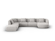 Cosmopolitan Design - Divano panoramico sinistro "Tulum" 6 posti in ciniglia grigio chiaro 