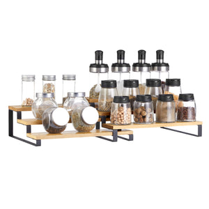 Valora PORTA SPEZIE Mensole da cucina in bambù e acciaio salvaspazio x2