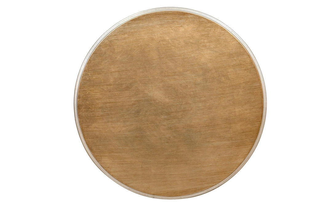 Biscottini TAVOLO PANCHETTO ROTONDO IN FINITURA FOGLIA ARGENTO ANTICATO MADE IN ITALY