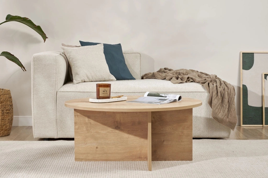 Simbario, Tavolino da Salotto Forma Rotondo, 90x90x40h cm Marrone Rovere
