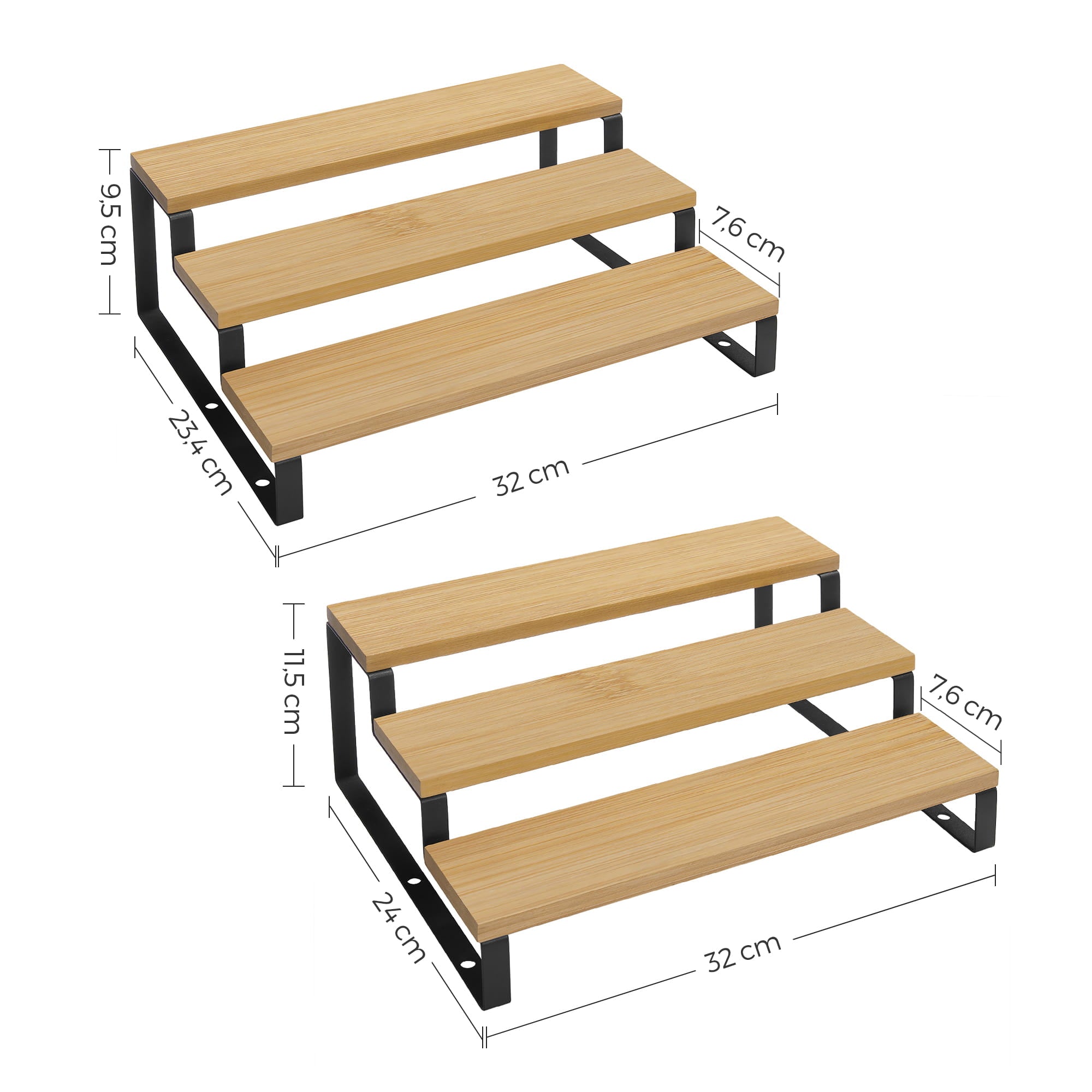 Valora PORTA SPEZIE Mensole da cucina in bambù e acciaio salvaspazio x2