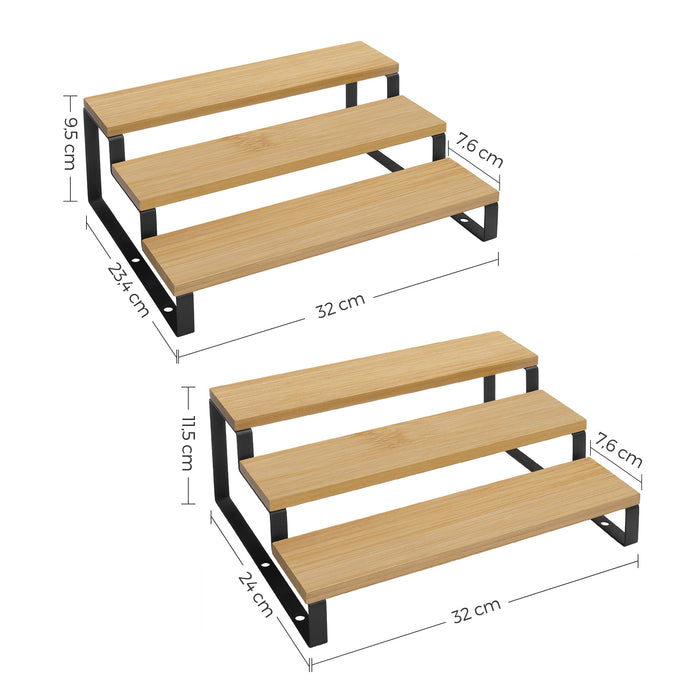 Valora PORTA SPEZIE Mensole da cucina in bambù e acciaio salvaspazio x2