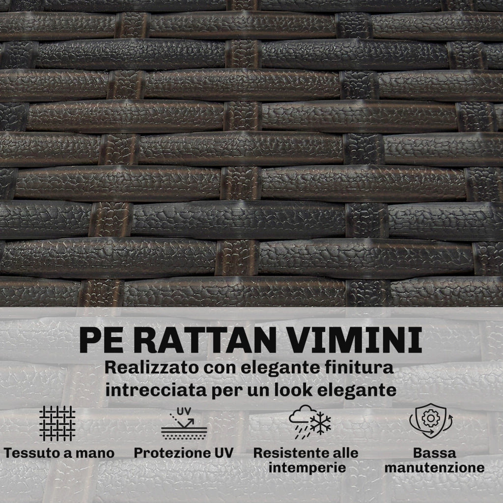 Divano da Esterno 3 Posti in Rattan PE ¨C zephmum ¨C Marrone, Crema, con Cuscini