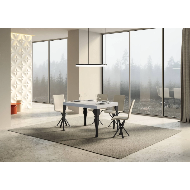 Tavolo allungabile 90x130/234 cm Paxon telaio Antracite - Bianco Frassino