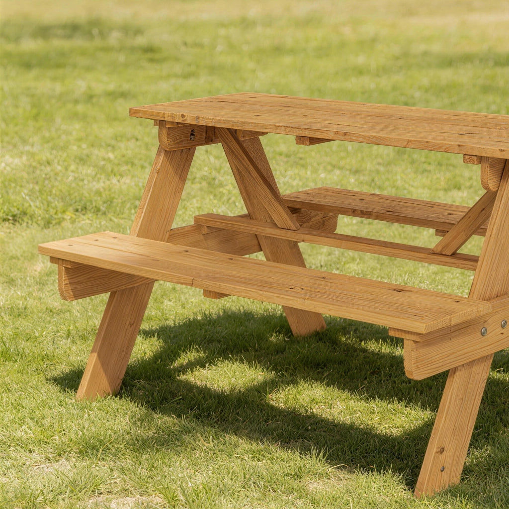 Set tavolo e panche da giardino bambini ¨C zephmum ¨C legno massello naturale