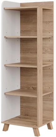 Mensola da bagno Karen, Sonoma/Bianco, 40 x 128 cm con 4 scomparti, per la conservazione di asciugamani e prodotti per la cura personale
