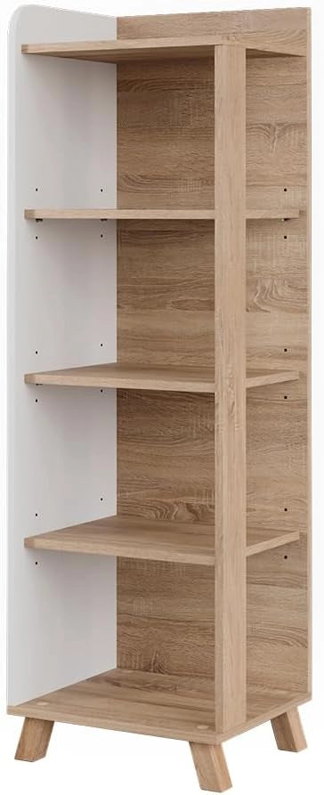 Mensola da bagno Karen, Sonoma/Bianco, 40 x 128 cm con 4 scomparti, per la conservazione di asciugamani e prodotti per la cura personale