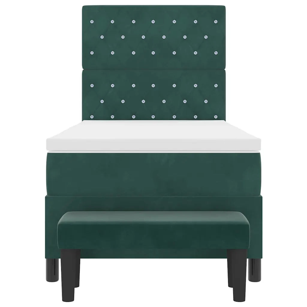 Letto a molle con materasso Verde scuro 90 x 200 cm Velluto 3344423