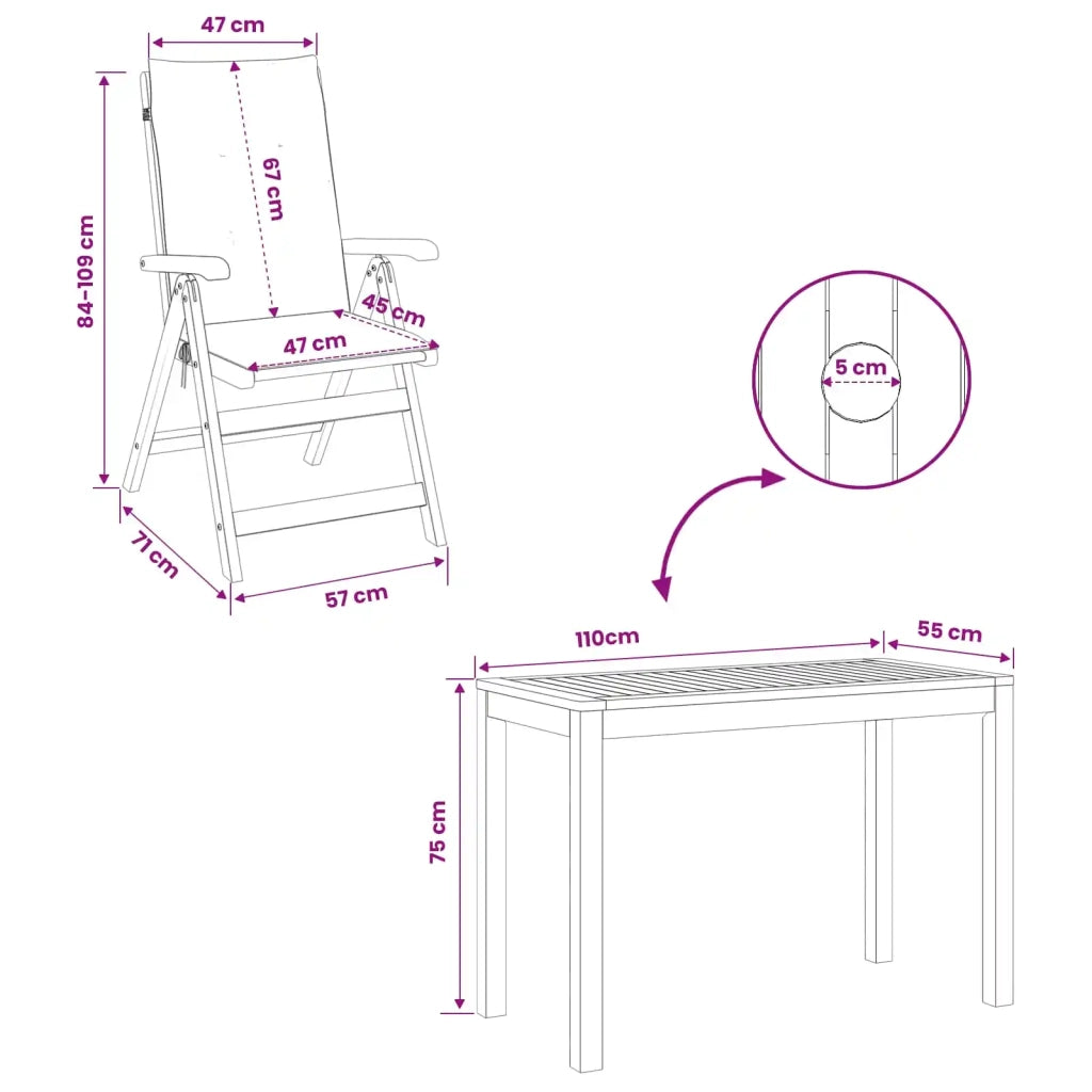 Set da pranzo da giardino 3 pezzi 3 pz Naturale 3434603