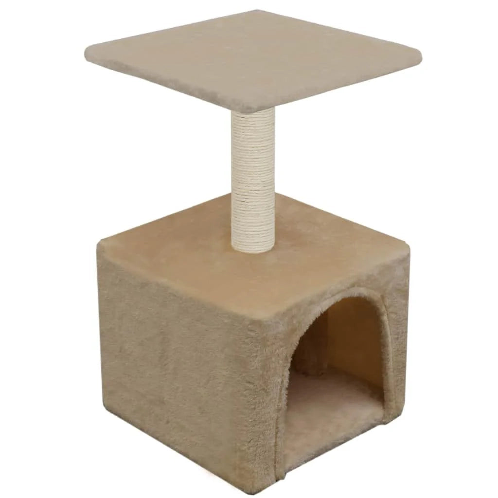 Tiragraffi albero per gatti cuccia per gatti peluche in sisal 55 cm beige 3702066