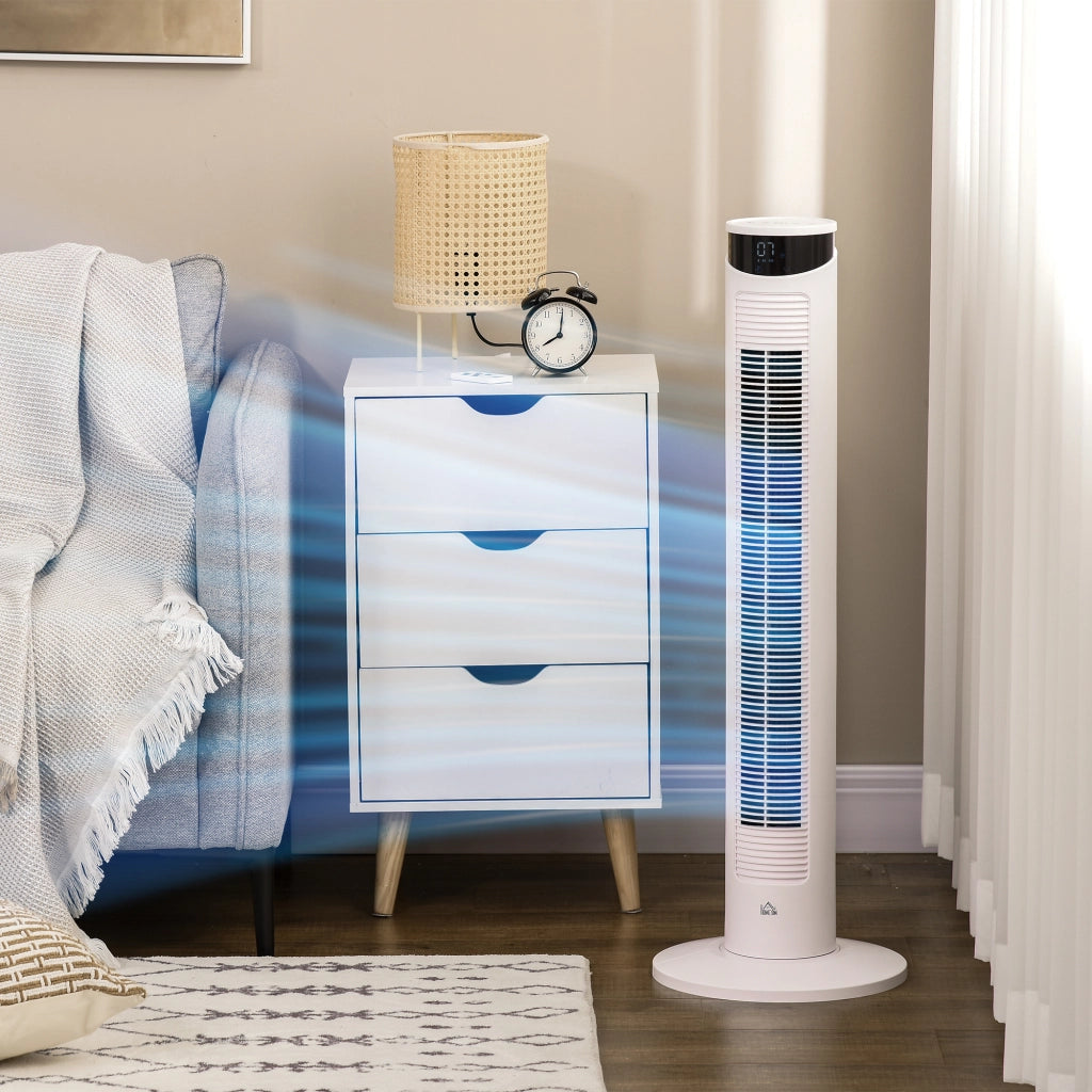 Ventilatore a Torre ¨C zephmum ¨C Bianco, ABS e Alluminio, ?31.5x93 cm