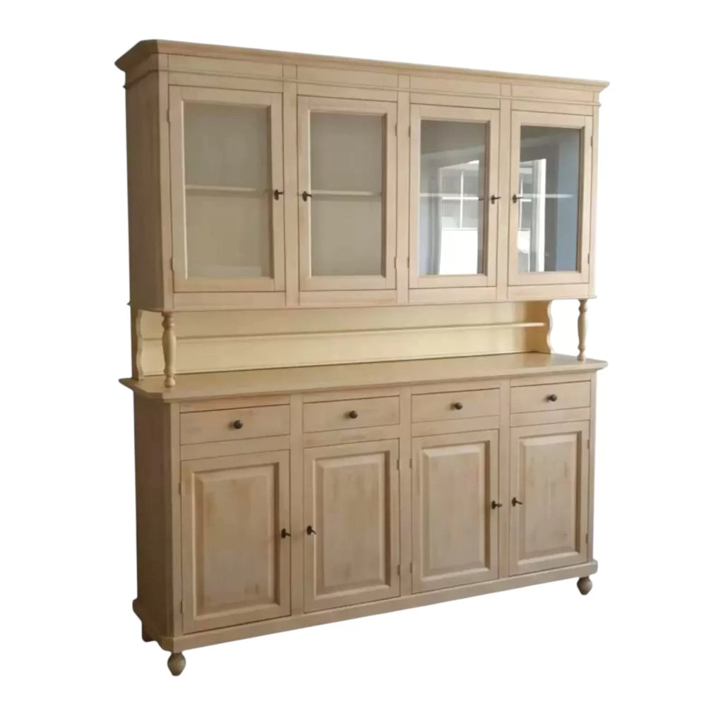Cristalliera 4 porte legno shabby avorio patinato 196x43x208h - Mobili 2G