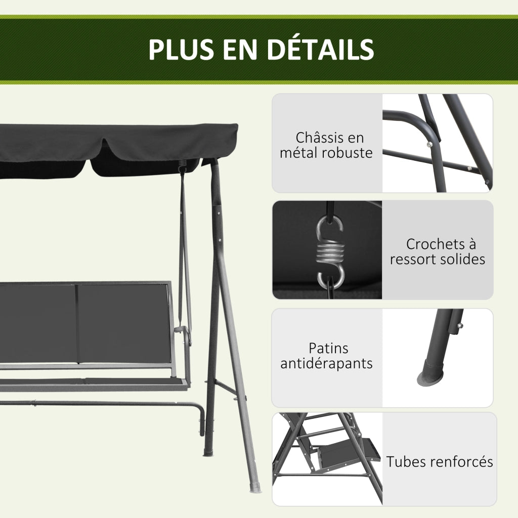 Amaca da giardino 3 posti ¨C zephmum ¨C grigio textilene acciaio