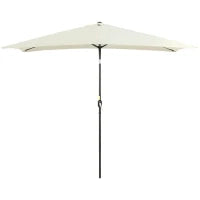 Ombrellone 2x3 m Rettangolare, in Alluminio Metallo e Poliestere con Angolo Regolabile, Bianco Crema e Nero