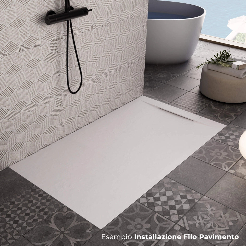 Piatto Doccia in Pietra 70x110 cm Bonussi Ardesia Calcutta Bianco