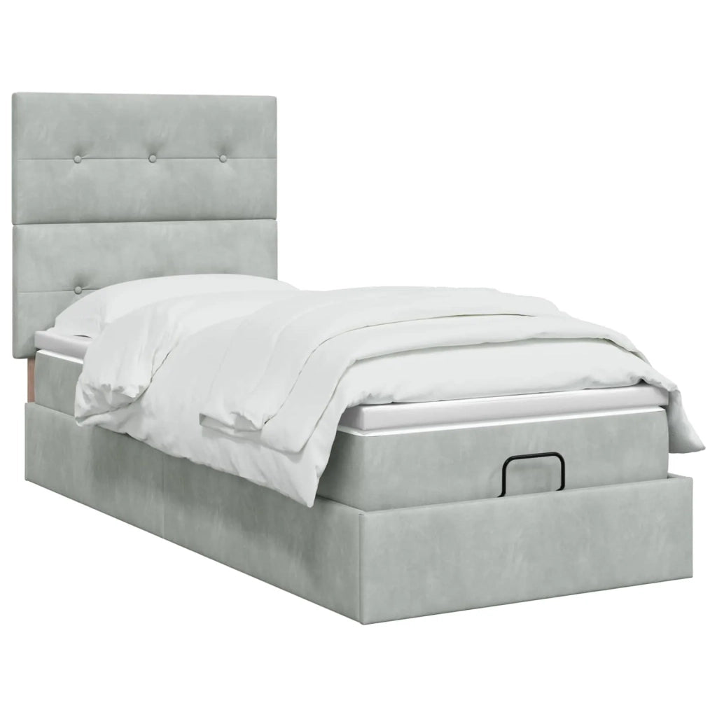 Letto ottomano con materasso Grigio Chiaro 100 x 200 cm Velluto 3457701