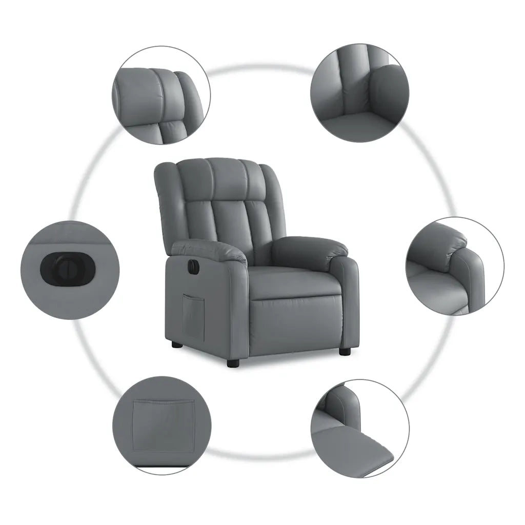 Poltrona Alzapersona Reclinabile Grigio in Similpelle 3205281