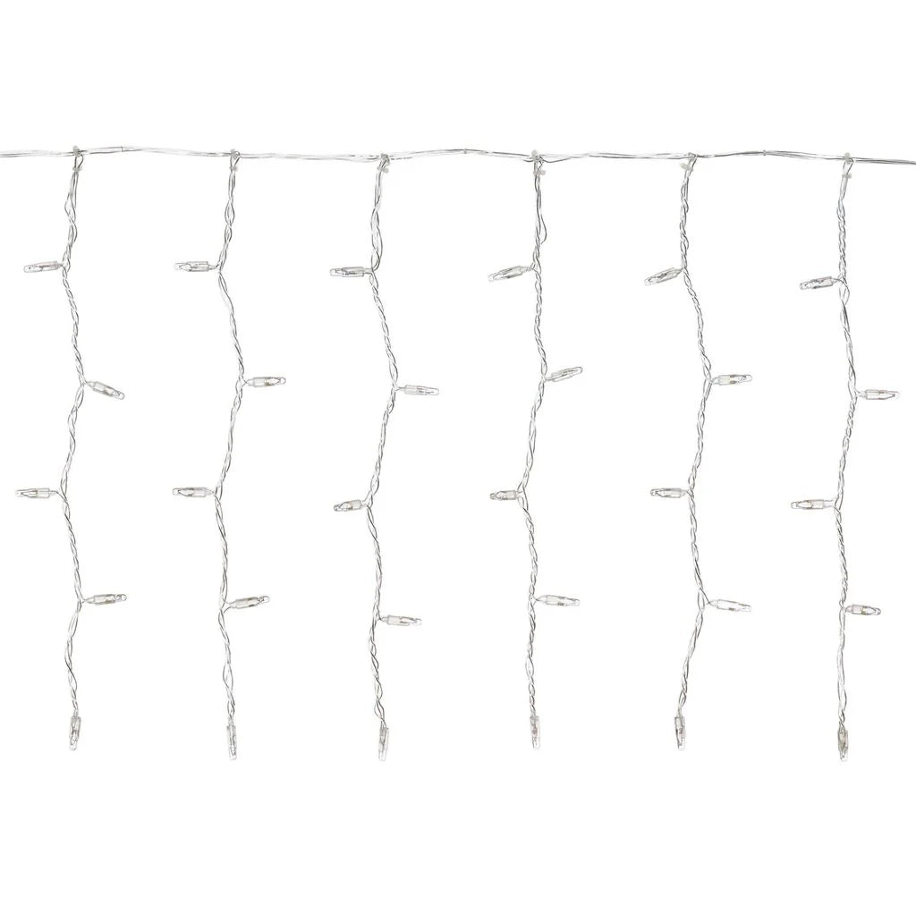 Tenda con maxiled bianco caldo o bianco freddo, cavo trasparente, prolungabile diverse misure - bianco-freddo - 1 M -.