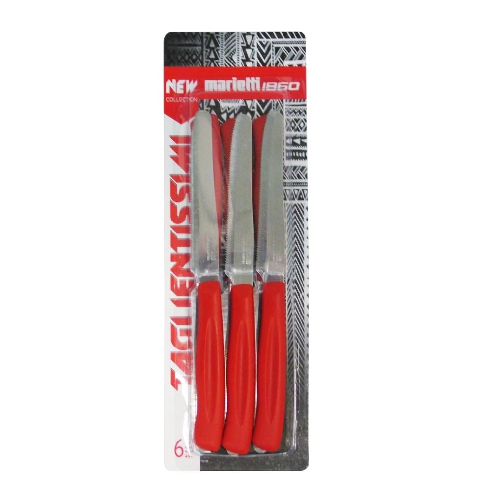 Set 6 Pezzi Coltelli da Tavola I Taglientissimi Rosso Marietti