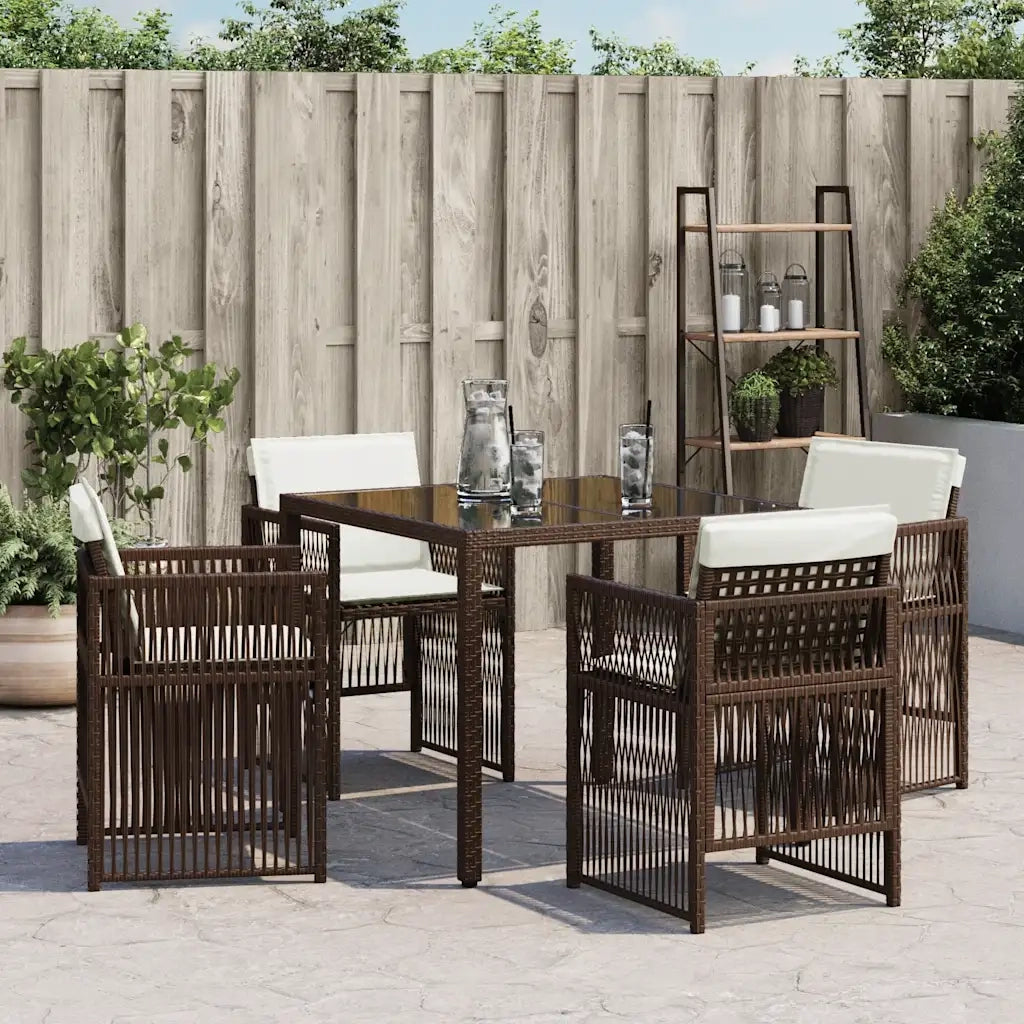 Sedie da Giardino con Cuscini 4 pz | Sedie da Esterno Marroni in Polyrattan