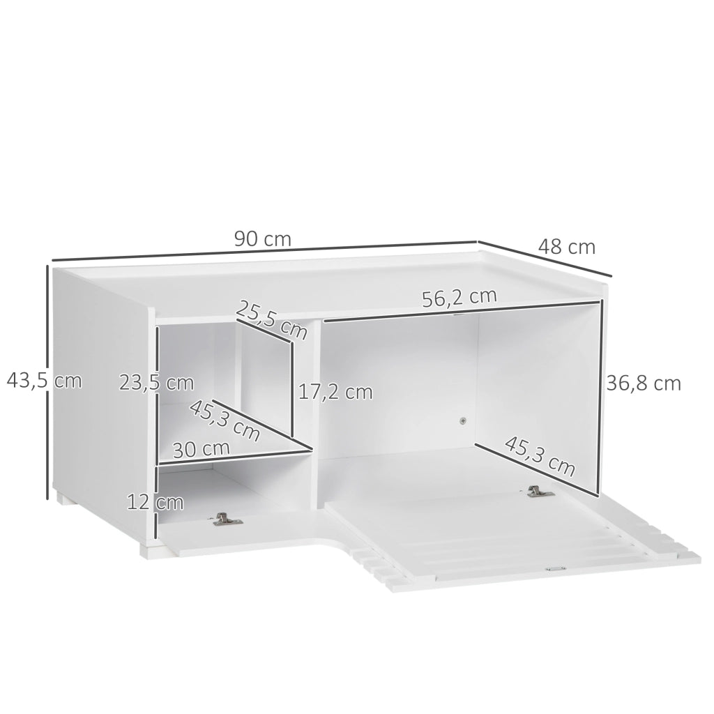 Armadio per gatti con 2 ripiani e porta magnetica ¨C Zephmum ¨C Bianco 60x30x60
