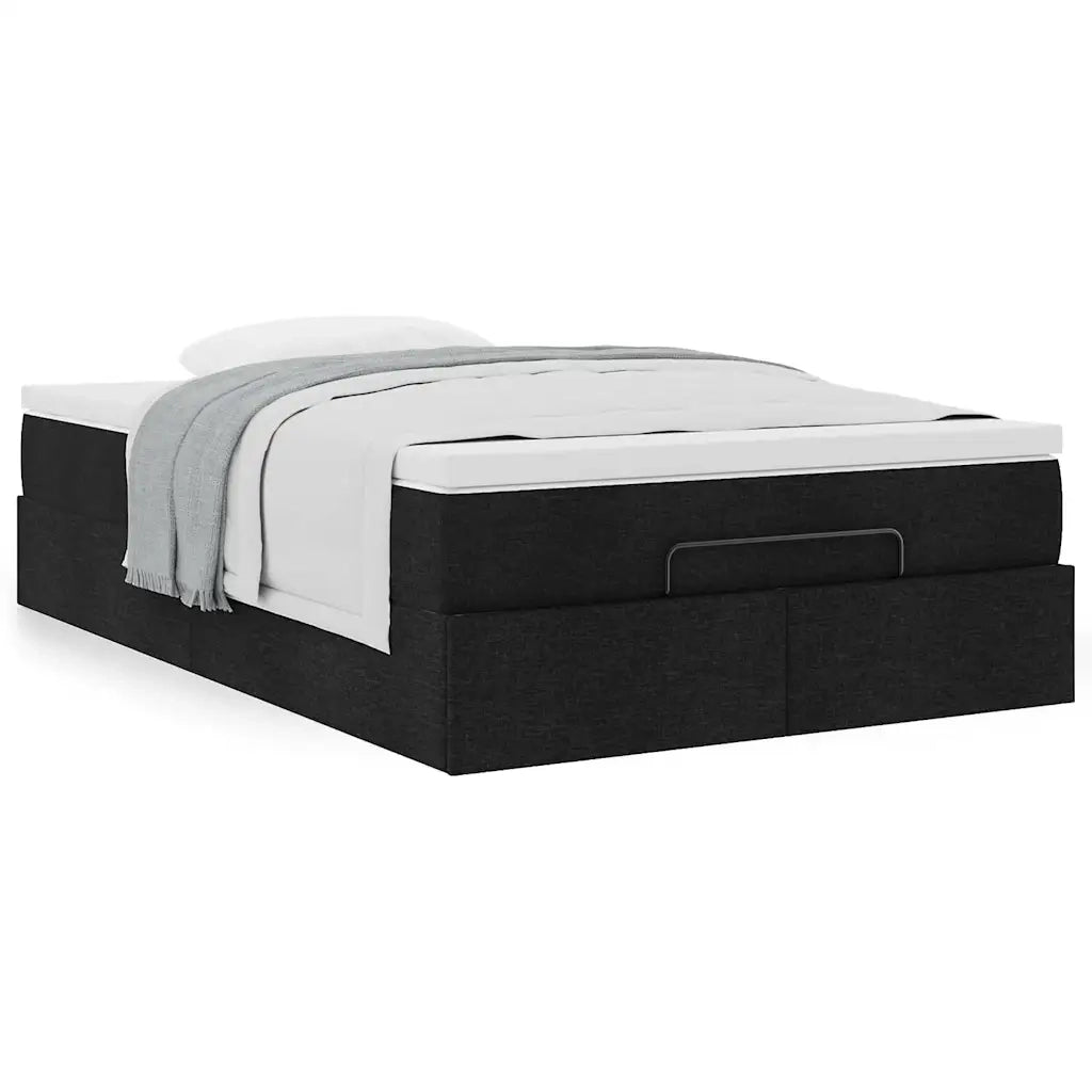 Struttura Letto Pouf con Materasso Nero 120x190 cm in Tessuto 3311094