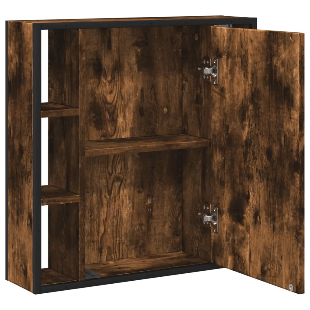 Mobile Bagno | Armadio da bagno Specchio Rovere Fumo 60x16x60 cm Legno Multistrato