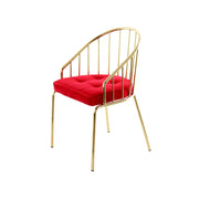 Sedia Palma in velluto rosso e metallo dorato