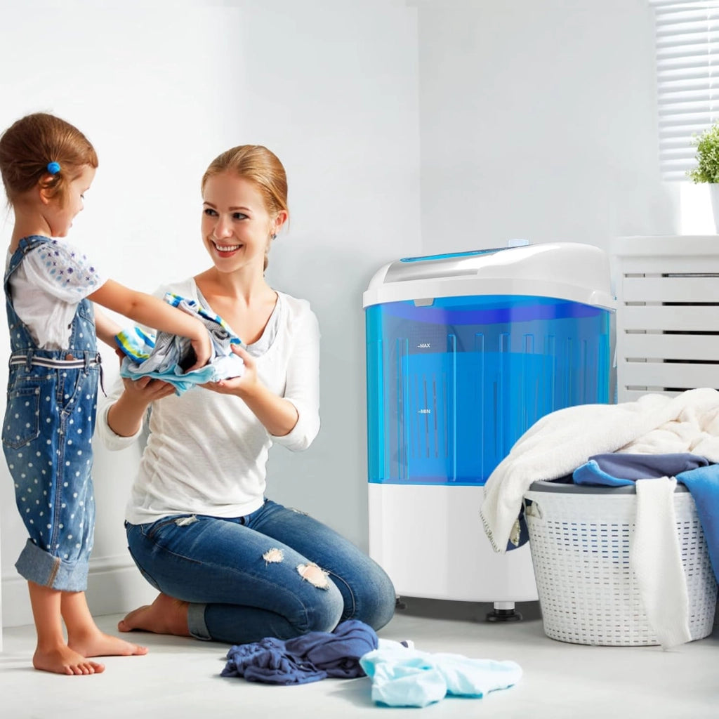 Mini lavatrice con centrifuga, lavatrice da campeggio fino a 2 kg, 170 W, con tubo di scarico, lavatrice toploader, 36 x 34 x 51 cm