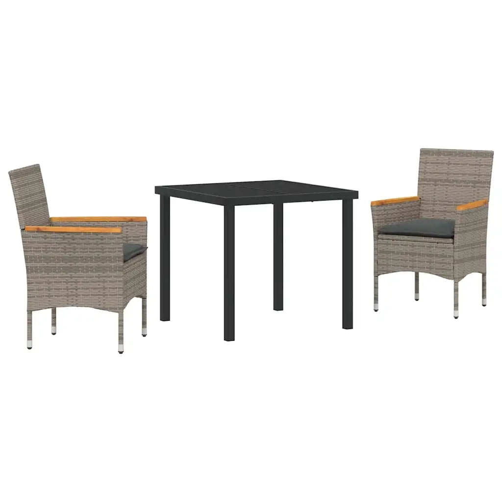 Set da Pranzo per Giardino con cuscino 3 pcs Grigio polyrattan 3379849