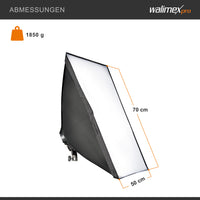Set Softbox 50x70cm con 4 LED 35W, inclinazione di 135°, con diffusore, per illuminazione studio fotografico