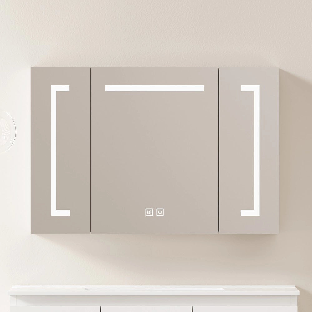 Armadietto Specchio con LED ¨C Xylo ¨C Bagno, Bianco, 90 cm