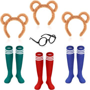 Set di Costume Orso - 7 Pezzi inclusi Cappello Marrone, Calze Corte e Occhiali Sferici Neri - Accessori di Costume per Adulti e Adolescenti