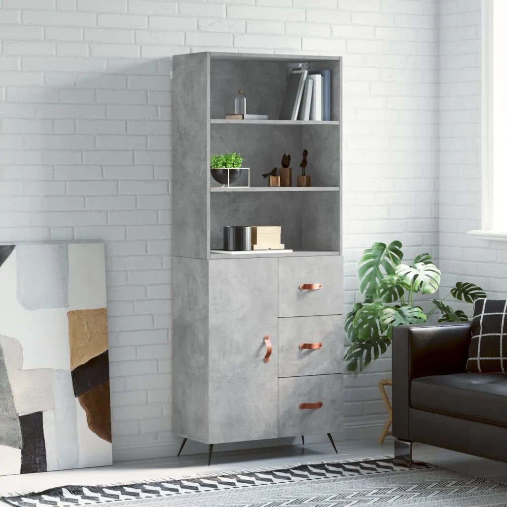 Credenza-Buffet-Armadio da cucina Grigio Cemento 69,5x34x180 cm in Legno Multistrato 524863
