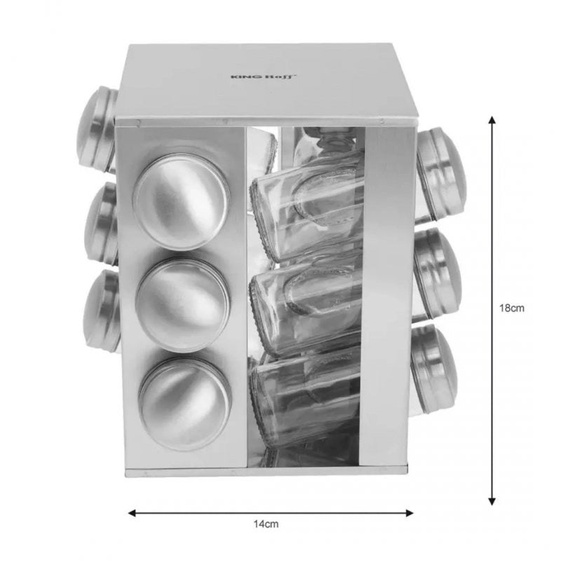 Kinghoff KH-4008 Porta spezie girevole in acciaio inox con 12 contenitori