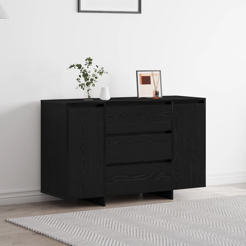 Sideboard Nero Rovere 120x41x75 cm in Legno ingegnerizzato