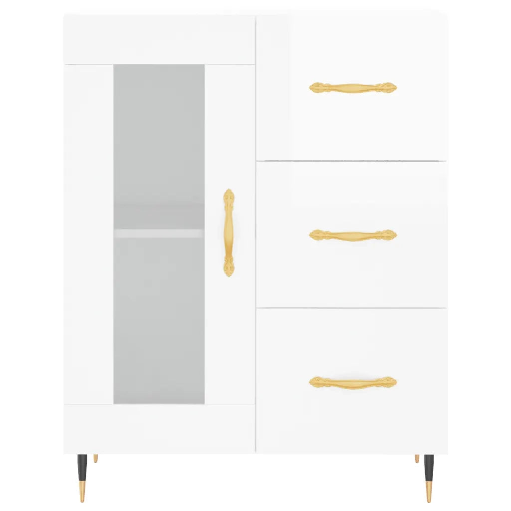 Credenza | Madia | Buffet da pranzo | Armadio da pranzo 69,5x34x90 cm in Legno Multistrato Bianco Lucido
