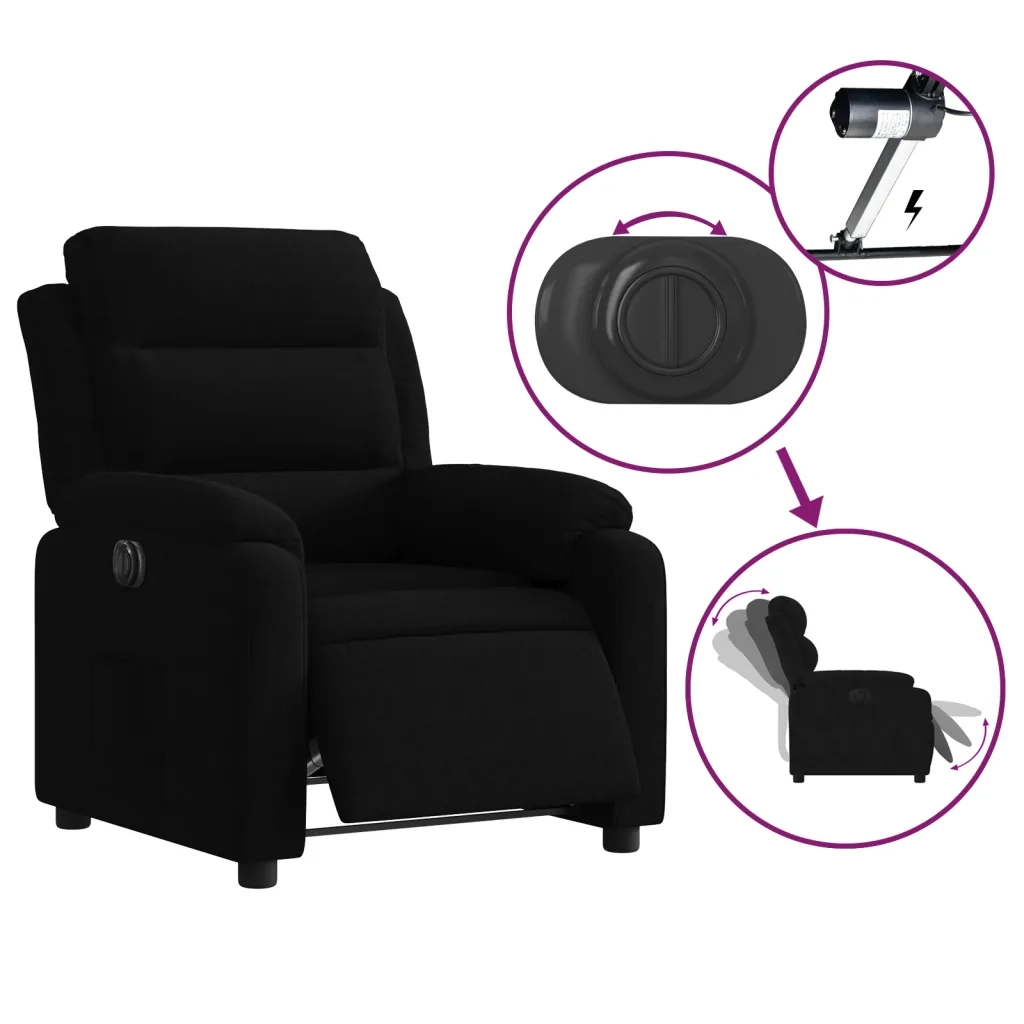 Poltrona | Sedia Relax Elettrica Reclinabile Nera in Tessuto