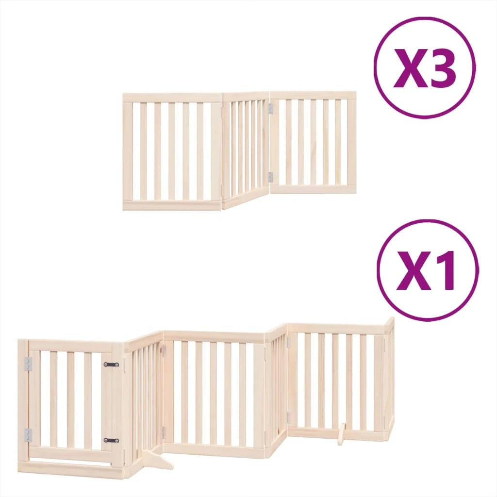 Cancelletto di sicurezza per animali domestici porta pieghevole 15 pannelli legno di pioppo marrone 02_0023196