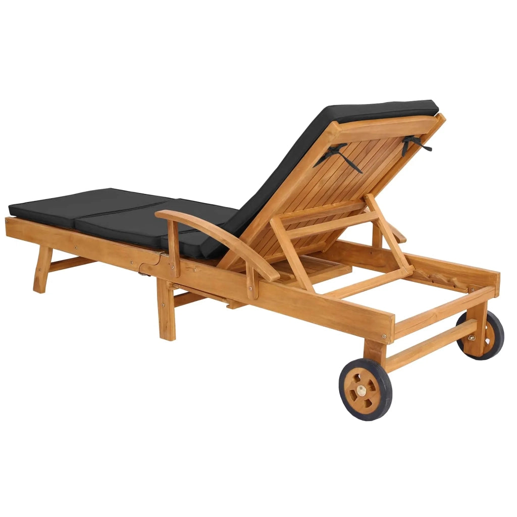 Lettino da sole Marrone e grigio scuro Legno di teak solido