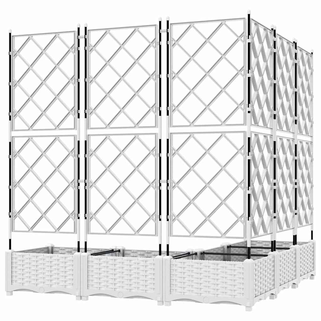 Set di 5 fioriere da giardino moderne da esterno 120 x 120 x 125,5 cm in acciaio bianco 02_0058605