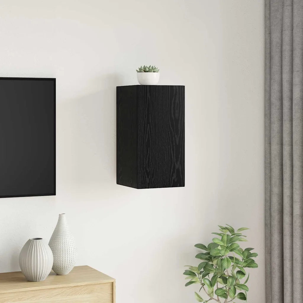 vidaXL Mobile TV da Muro Rovere nero Legno multistrato