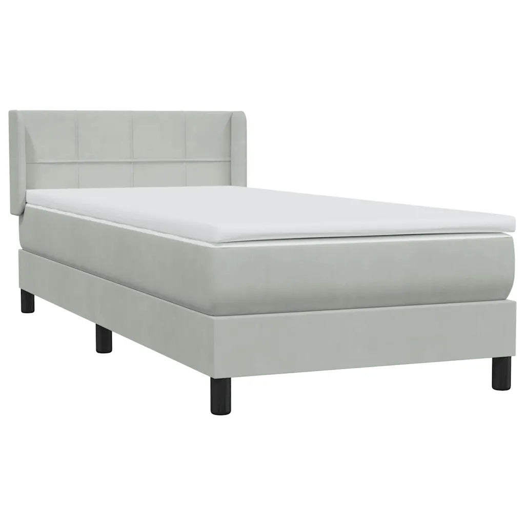 Giroletto a Molle con Materasso grigio chiaro 90x210 cm Velluto