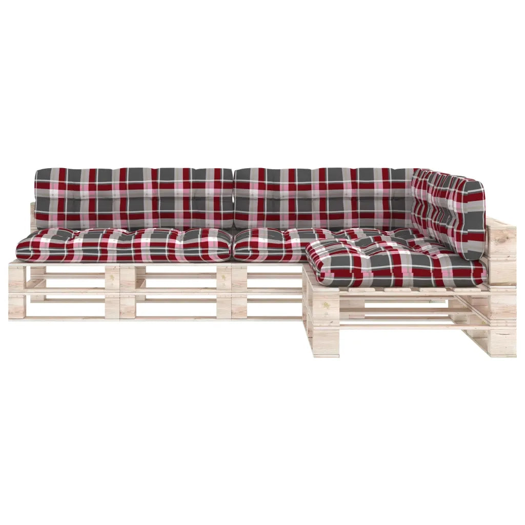 Cuscini per Divano Pallet 7 pz Rosso Motivo a Quadri 314601